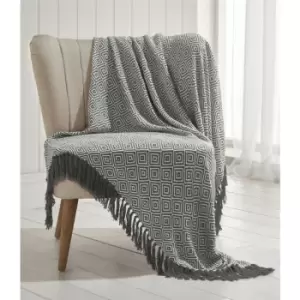 Image of Ascot Chevron Charcoal 100% Cotton Chair Sofa Couch Bed 130x170cm - Multicoloured - Portfolio