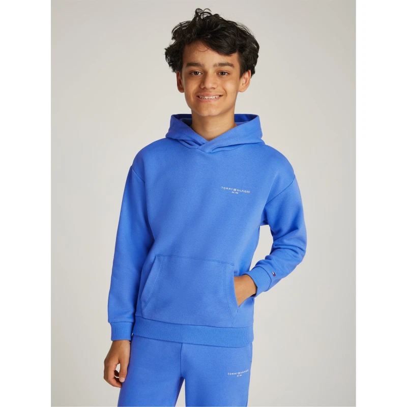 Image of Tommy Hilfiger 1985 Mini Corp Logo Hoodie Juniors Blue C30 unisex 12Y
