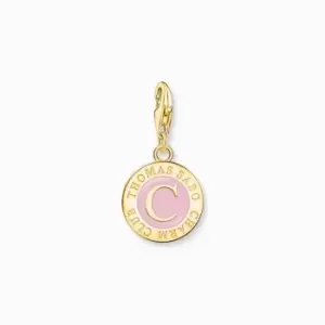 image of Charmista Pink Sterling Silver Gold Plated Enamel Coin Charm 2097-427-9