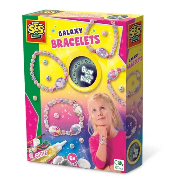Image of SES Creative Glow-in-the-Dark Galaxy Bracelets Jewellery Making - Multi One Size
