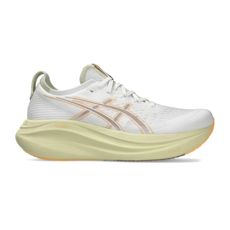 Image of Asics Gel-Nimbus 27 Shoes White Green AW25, Size 45 - EUR