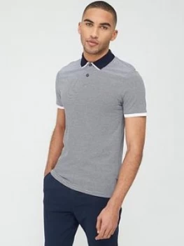 Image of Ted Baker Caffine Stripe Polo Shirt - Navy, Size 7, Men