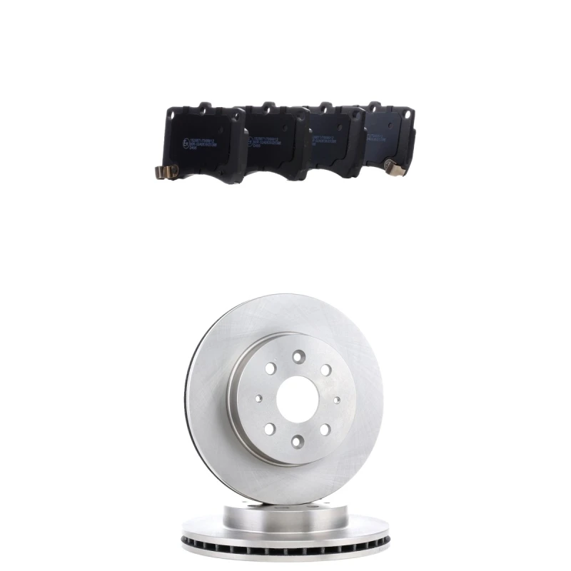 Image of RIDEX 3405B2890 Brake disc and pads set Front Axle, Brake Disc Type: internally vented, with acoustic wear warning Brake Set,disc brakes (3405)