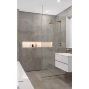 image of Frameless 900mm Nickel Wet Room Shower Screen with Ceiling Support Bar - Live Your Colour