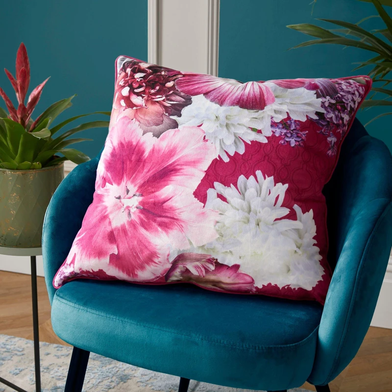 Image of Laurence Llewelyn-Bowen 'Mayfair Lady' Velvet Filled Cushion Pink