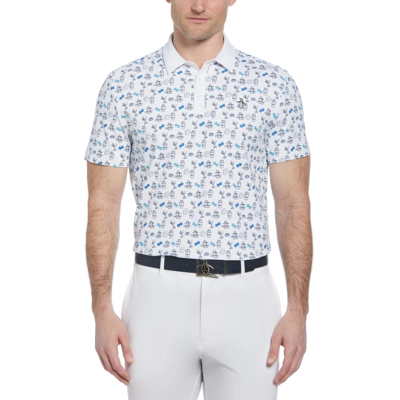 Image of Original Penguin Golf Mens Short-Sleeve Performance Polo Shirt Bright White male Small