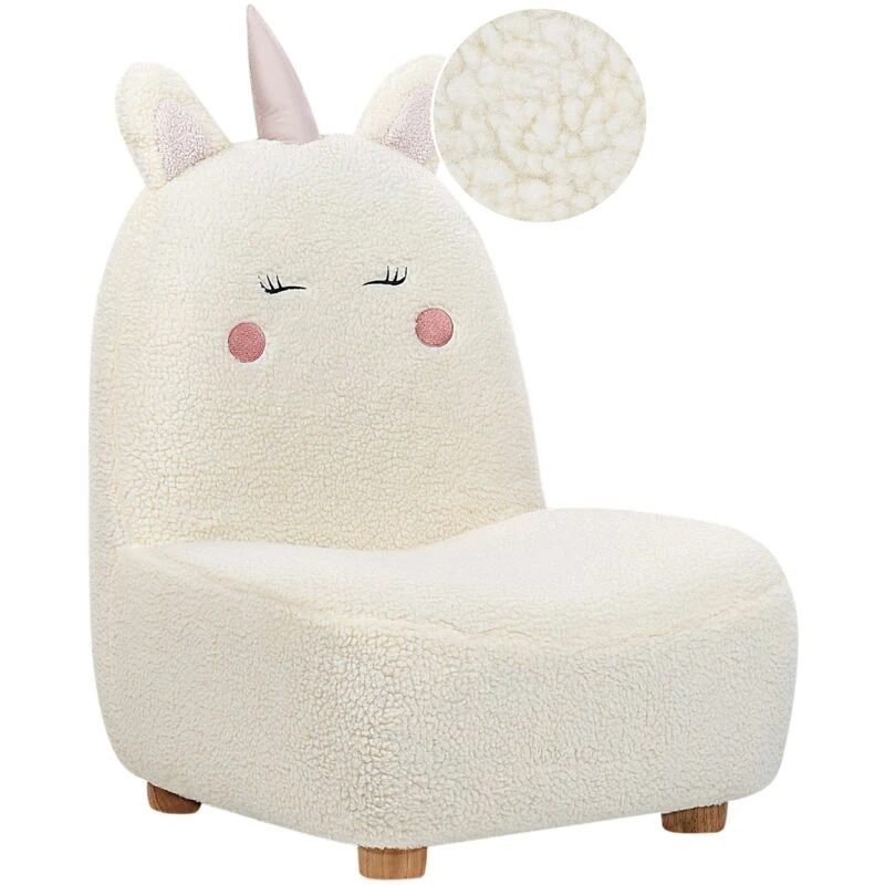 Image of Beliani Kids Armchair Unicorn Lulea Boucle Off-White