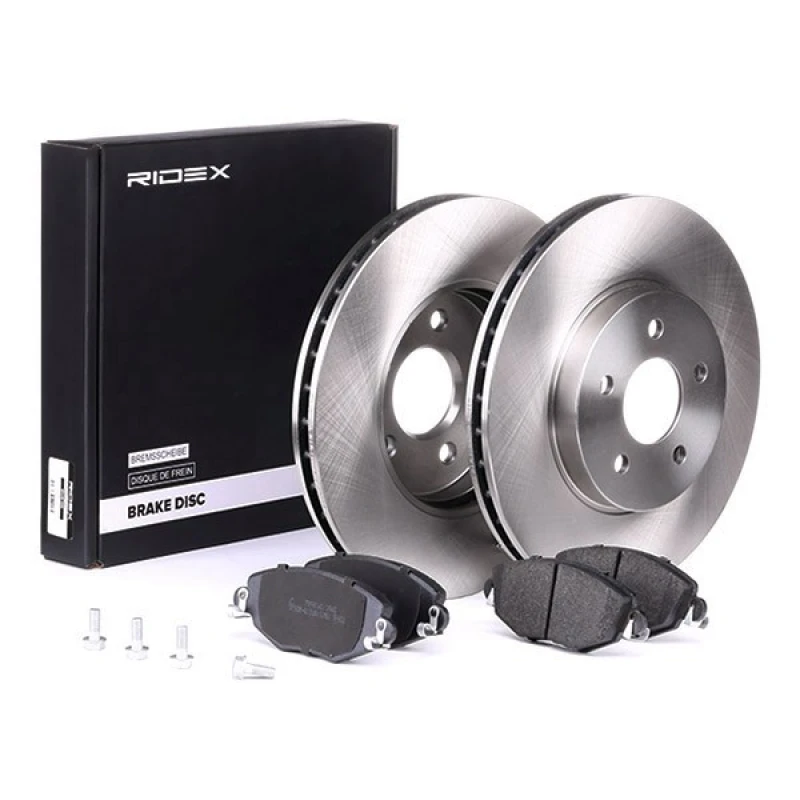 Image of RIDEX 3405B0059 Brake disc and pads set Front Axle, Brake Disc Type: Vented Brake Set,disc brakes (3405)
