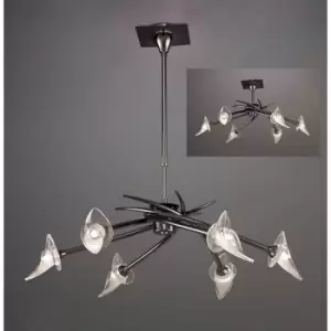 image of Flavia Convertible Pendant Lamp Semi telescopic round ceiling light 6 Bulbs G9, Black chrome