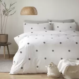 Image of Appletree Dot Slate 100% Cotton Duvet Cover and Pillowcase Set White
