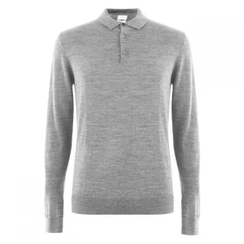 image of Linea Thames Long Sleeve Polo Shirt - Grey