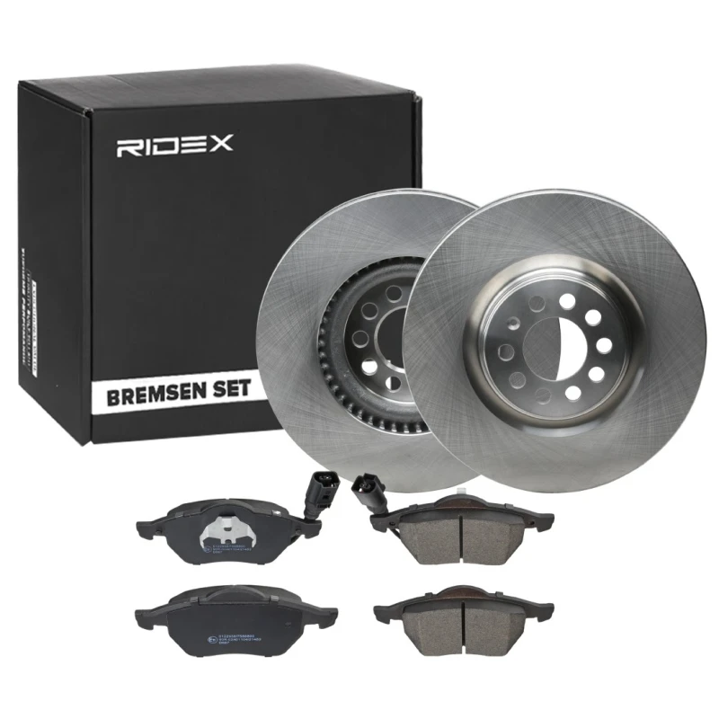 Image of RIDEX 3405B1482 Brake disc and pads set Front Axle, Brake Disc Type: internally vented Brake Set,disc brakes (3405)