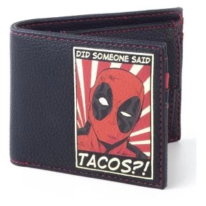 Image of Marvel Comics - Deadpool Did Someone Said Tascos Patch Bi-fold Wallet (Black) (MW477605DED)