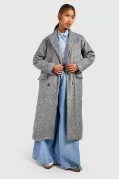 Image of Textured Double Breasted Coat