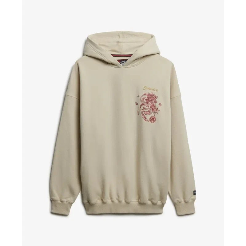 Image of Superdry Womens oversized hoodie Superdry Tokyo Narrative Beige Female XS