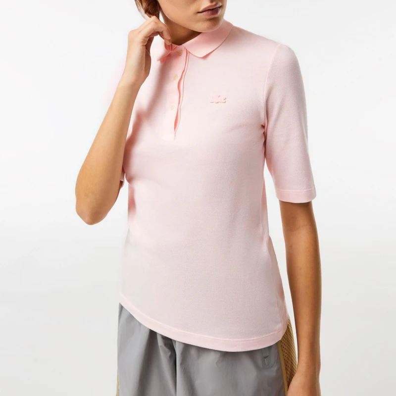 Image of Lacoste Slim Fit L.12.D Three Quarter Sleeve Polo Shirt - Pink Pink 10