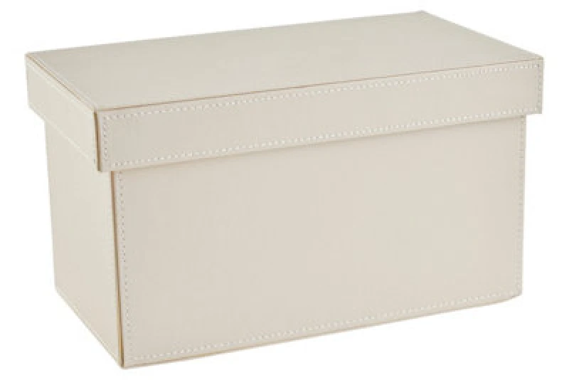 Image of Orsina Elegant Cream Faux Leather Cd Storage Box, Versatile Faux Leather Box, Lightweight Cd Storage Container