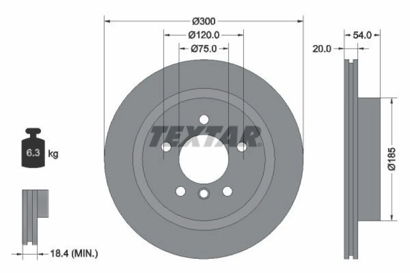 Image of Brake disc TEXTAR 92196605
