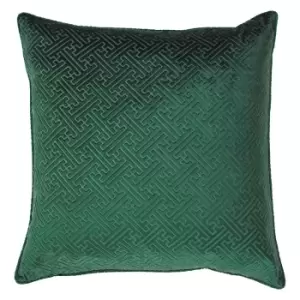 Image of Florence Embossed Velvet Cushion Emerald, Emerald / 55 x 55cm / Polyester Filled