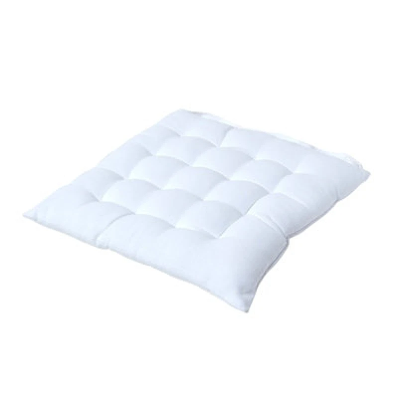Image of Homescapes Plain Seat Pad with Button Straps 100% Cotton White