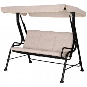Image of Outsunny Steel Frame 3-Seater Outdoor Garden Swing Chair w/ Canopy Beige