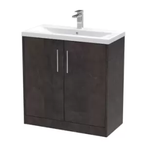 Hudson Reed Juno 800mm Floor Standing 2 Door Vanity & Mid-Edge Basin - Metallic Slate