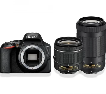 image of NIKON D3500 DSLR Camera with AF-P DX NIKKOR 18-55mm f/3.5-5.6G VR & 70-300 mm f/4.5-6.3G ED VR Lens