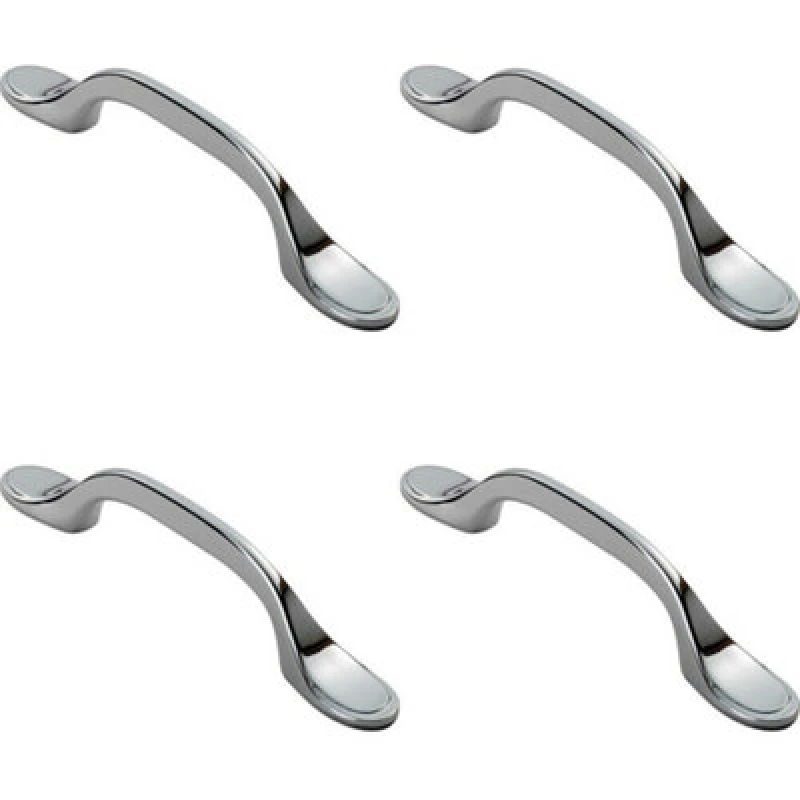 Image of Loops 4x 128mm Shaker Style Cabinet Pull Handle 76mm Fixing Centres Polished Chrome Multi unisex