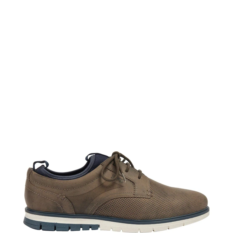 Image of Pod Mens Murphy Leather Casual Shoes UK Size 12 (EU 46) GREY POD046-GREY-12