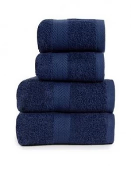 Image of Essentials Collection 4 Piece 100% Cotton 450 Gsm Quick Dry Towel Bale ; Navy