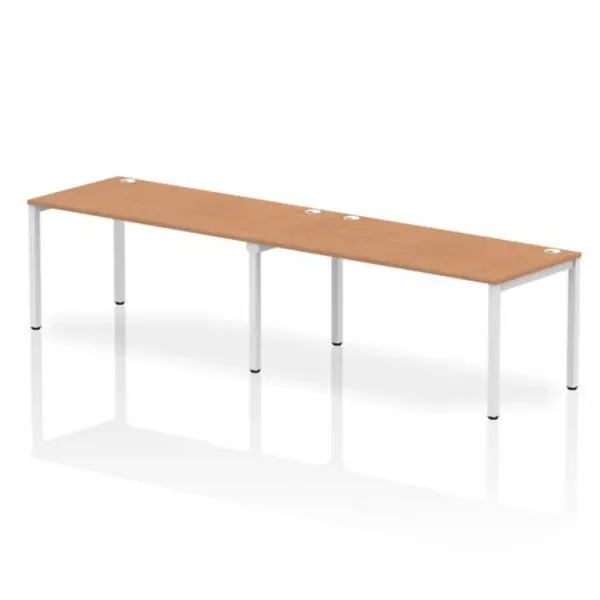 Image of Impulse Bench Single Row 2 Person 1600 White Frame Office Bench Desk Oak