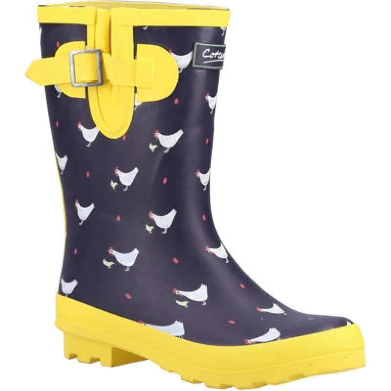 Image of Cotswold Womens Farmyard Mid Short Wellies Wellington Boots - UK 8 Blue female GDE2812CHI8