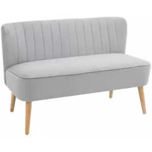 Image of Velvet-Feel Double Sofa w/ Wood Frame Foam Padding High Back, Grey - Grey - Homcom