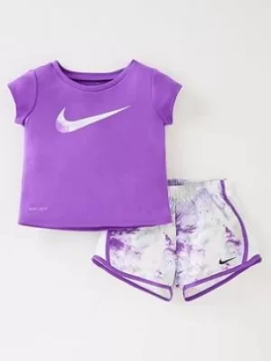 image of Nike Younger Girl Sky Dye Tempo Short Set, Purple, Size 12 Months, Women