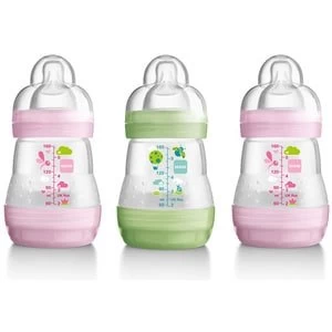 image of MAM Anti-Colic 160ml Bottle - 3 Pack Pink