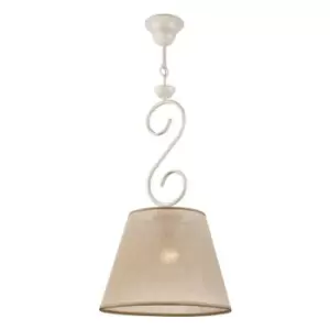 Lorenzo Pendant Ceiling Light, Fabric Shade, White, 1x E27