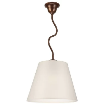 Image of Lamkur Lighting - Fabrizio Dome Pendant Ceiling Lights With Fabric Shade, Brown, 1x E27