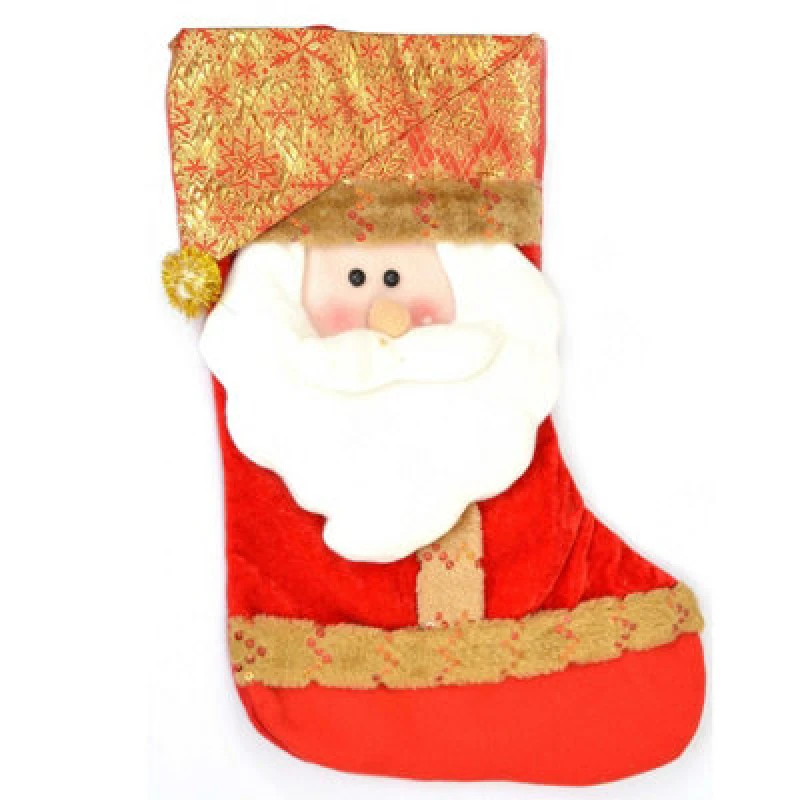 Image of Shatchi Designer Santa Xmas Premium Stocking Sock Christmas Decorations, Multi Red