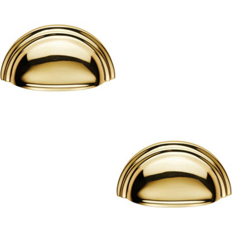 Image of Loops 2x Victorian Cup Pull Handle Polished Brass 92 x 46mm 76mm Fixing Centres Metallics unisex