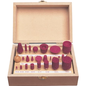 Image of 24 Piece - Assorted Aluminium Oxide Mounted Point Sets Supplied in Fitted Wooden Bench Case
