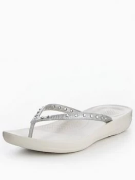 Image of FitFlop iQushion Ergonomic Flip Flop Crystal Silver Size 3 Women