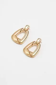 image of Gold Polished And Satin Doorknocker Drop Earrings