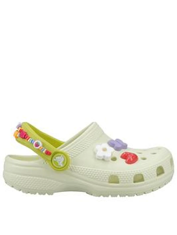 Image of Crocs Girl's Toddler Classic Fun Lab Friendship Bracelet Clog in Green Size: Infant 6 Green Female Infant 6