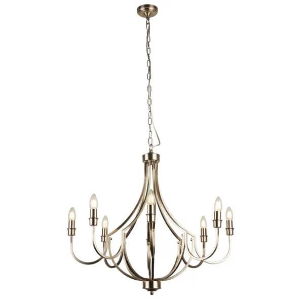 Image of Searchlight Lodge 8 Light Chandelier - Satin Silver