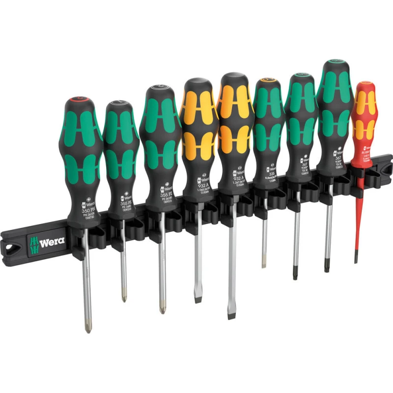 Image of Wera Kraftform 9 Piece Screwdriver Set on Magnetic Rail 5051012001