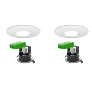 Image of 4lite WiZ Connected Smart LED Fire Rated Downlight IP65 GU10 Matt White WiFi/Bluetooth Twin Pack, Matt White