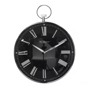 image of Wm. Widdop Wall Clock Black Dial & Chrome Finish Case