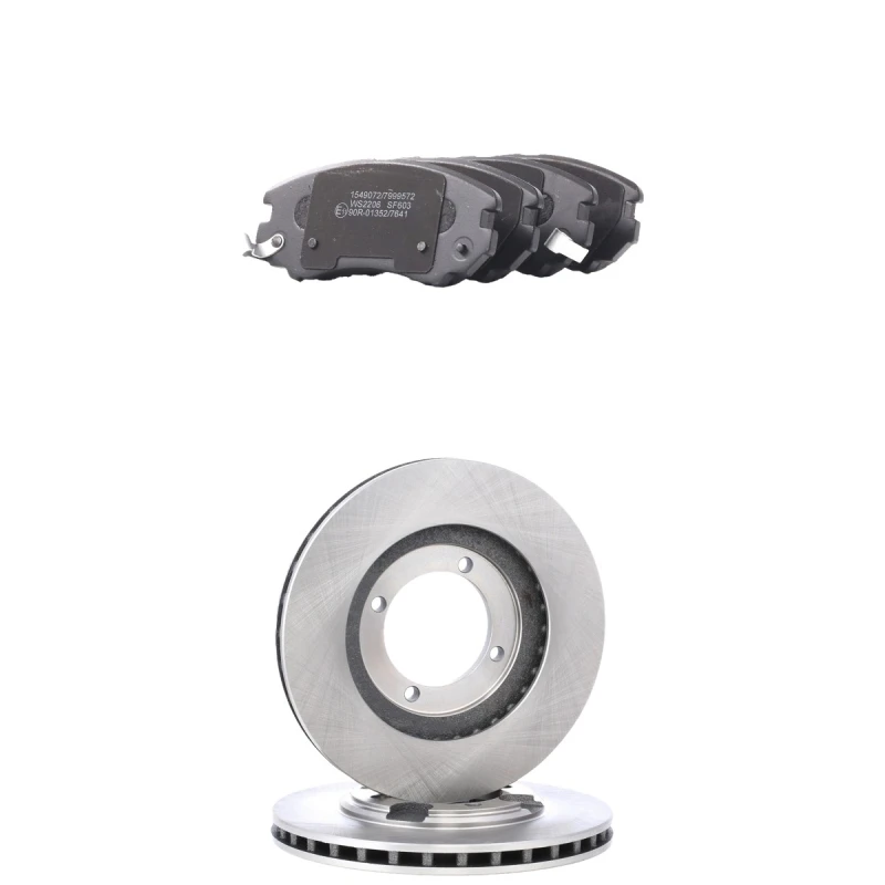Image of RIDEX 3405B2858 Brake disc and pads set Front Axle, Brake Disc Type: Vented, with acoustic wear warning Brake Set,disc brakes (3405)