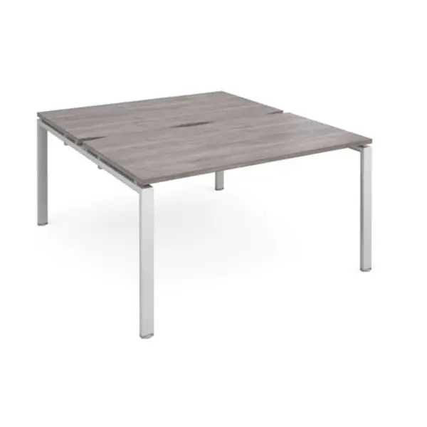 Image of Adapt Adapt sliding top back to back desks 1400mm x 1600mm - silver frame, grey oak top STE1416-S-GO