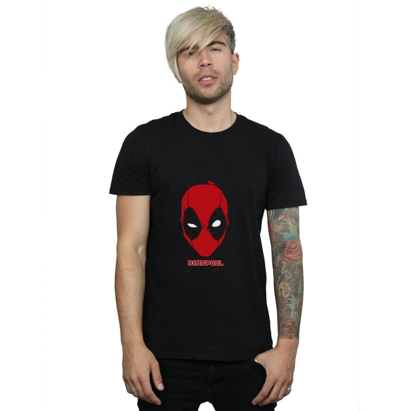 Image of Marvel Marvel Men Deadpool Face Mask T-Shirt in Black Size: Small Black S Male 5057981016808